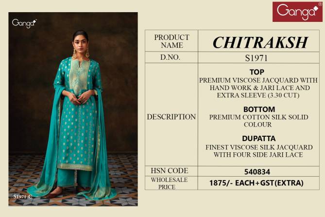 Chitraksh 1971 By Ganga Festive Wear Salwar Suits Catalog